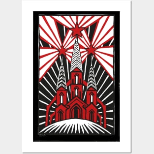 Red Church Rising Sun Posters and Art